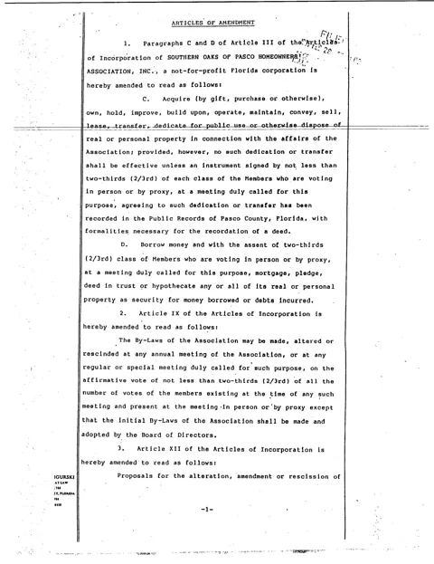 Articles of Incorporation -- Amendment