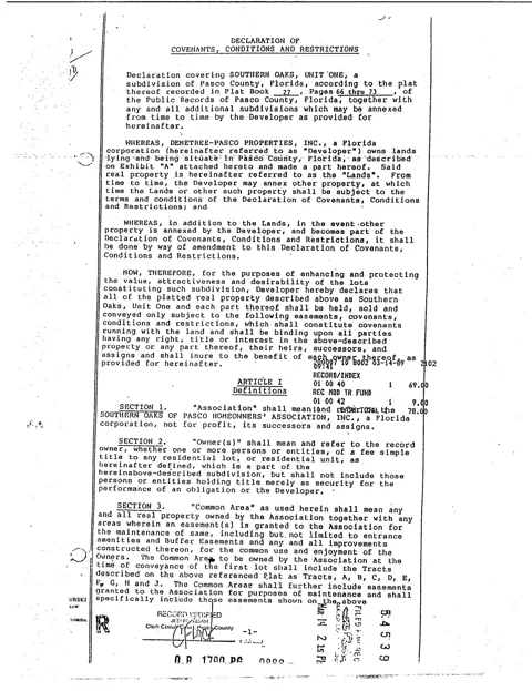 Declaration of Covenants