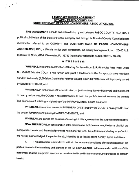 Landscape Buffer Agreement - Starkey Road