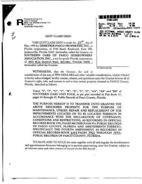 Quit Claim Deed - May 1999